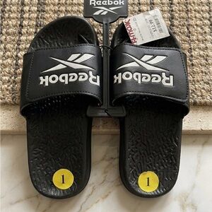 Reebok Black Slides with Logo